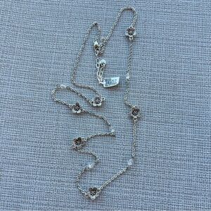 Brighton Silver Tone With Flowers Sakura Necklace NWT 30” Long